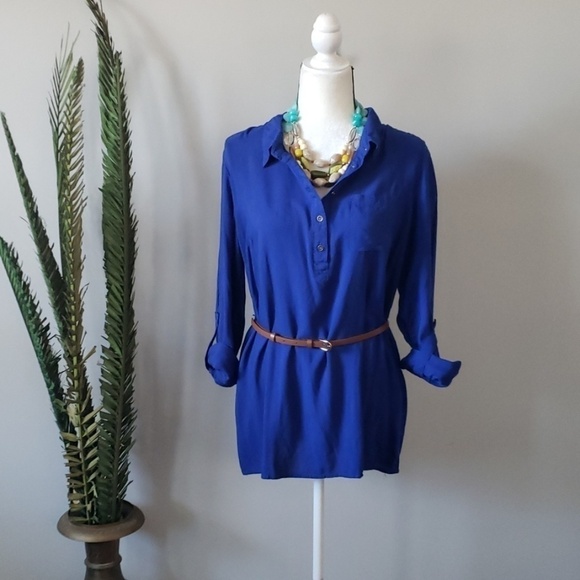 Cato royal blue button tunic top - Picture 1 of 8